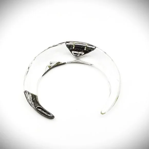 ALEXIS BITTAR Rhodium Plated Clear Lucite Moonstones Crystals